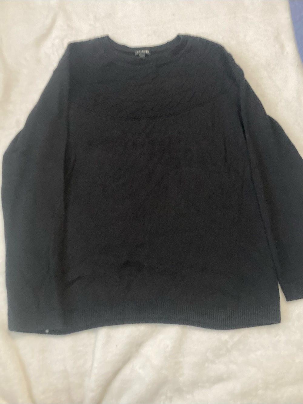 Talbots Black Cable Yoke Crew Sweater